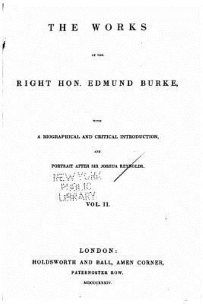 Cover for Edmund Burke · The Works of the Right Hon. Edmund Burke - Vol. II (Pocketbok) (2016)