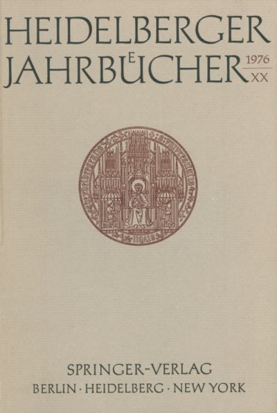 Heidelberger Jahrbucher - Universitats-Gesellschaft Heidelberg - Books - Springer-Verlag Berlin and Heidelberg Gm - 9783540078258 - November 1, 1976