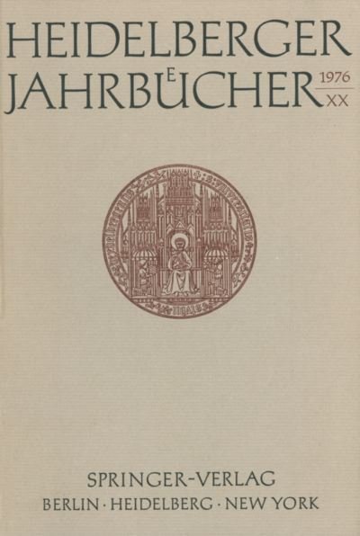 Cover for Universitats-Gesellschaft Heidelberg · Heidelberger Jahrbucher (Taschenbuch) [German edition] (1976)