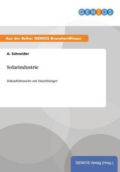 Cover for A Schneider · Solarindustrie (Paperback Book) (2015)
