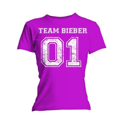 Cover for Justin Bieber · Justin Bieber Ladies T-Shirt: Team Bieber (Skinny Fit) (T-shirt) [size S] [Pink - Ladies edition]