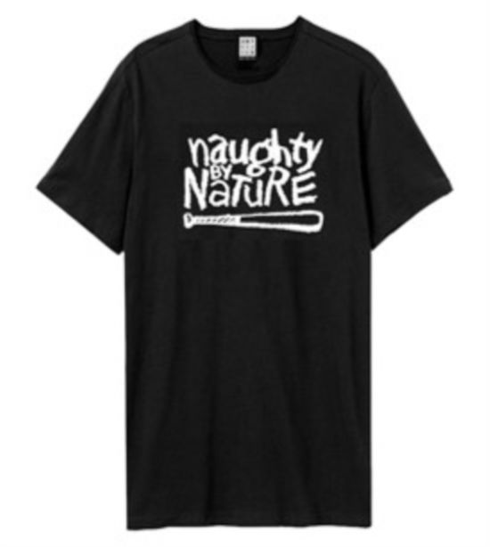 Naughty By Nature White Logo Amplified Vintage Black Large T Shirt - Naughty by Nature - Merchandise - AMPLIFIED - 5054488891259 - 