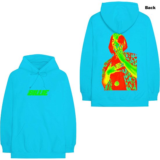 Cover for Billie Eilish · Billie Eilish Unisex Pullover Hoodie: Thermal Photo (Back Print) (Hoodie) [size S] [Blue - Unisex edition]