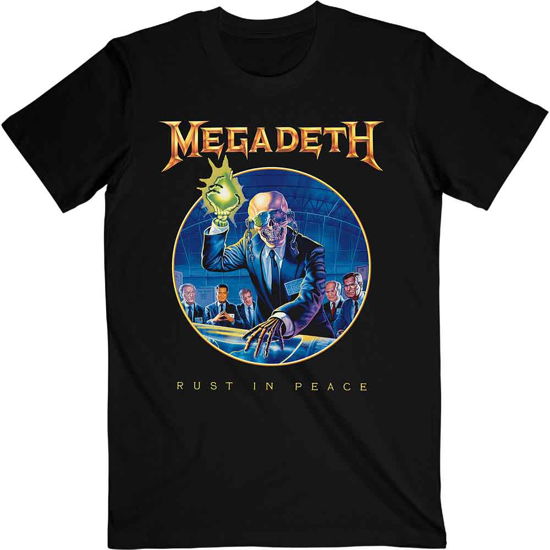 Megadeth Unisex T-Shirt: Rust In Peace Anniversary (Black) - Megadeth - Produtos -  - 5056368674259 - 21 de maio de 2021