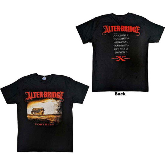 Alter Bridge Unisex T-Shirt: Fortress 2014 Tour Dates (Black) (Back Print) - Alter Bridge - Merchandise - - 5056737209259 - 24. oktober 2023
