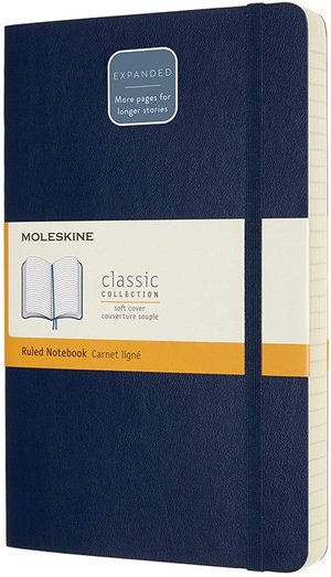 Cover for Moleskine Expanded Large Ruled Softcover Notebook: Sapphire Blue (Book) (2020)