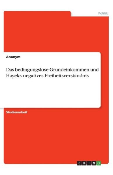 Cover for Wedemeyer · Das bedingungslose Grundeinko (Bog)