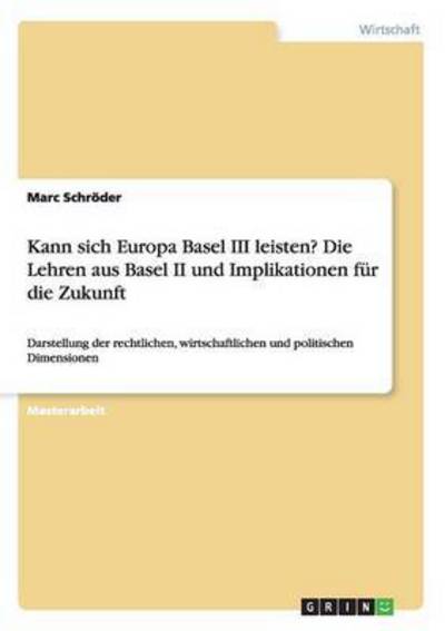 Cover for Schröder · Kann sich Europa Basel III lei (Book) (2011)