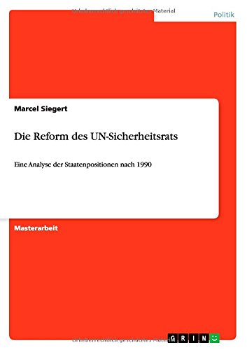 Cover for Siegert · Die Reform des UN-Sicherheitsra (Book) [German edition] (2014)