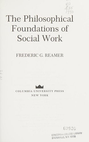 Cover for Frederic G. Reamer · The philosophical foundations of social work (Book) (1993)