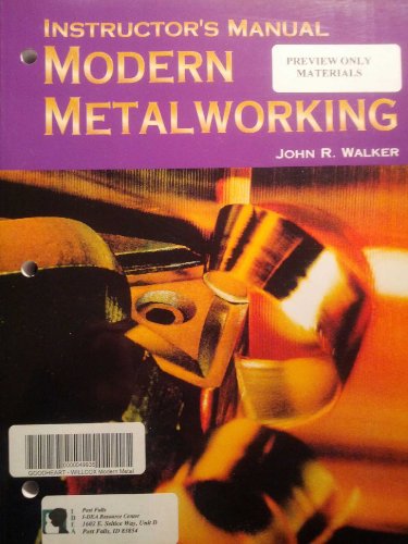 Modern Metalworking, Instructor's Manual - John R. Walker - Książki - Goodheart-Willcox Co - 9781590702260 - 2004