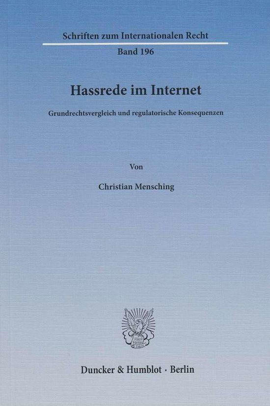 Cover for Mensching · Hassrede im Internet (Book) (2014)