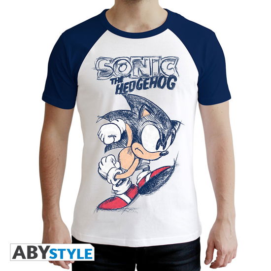 Cover for T-Shirt Männer · SONIC - Tshirt Sonict man SS white &amp; blue - prem (Toys)