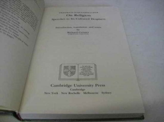 On Religion: Speeches to its Cultured Despisers - Texts in German Philosophy - Friedrich Schleiermacher - Boeken - Cambridge University Press - 9780521355261 - 25 november 1988