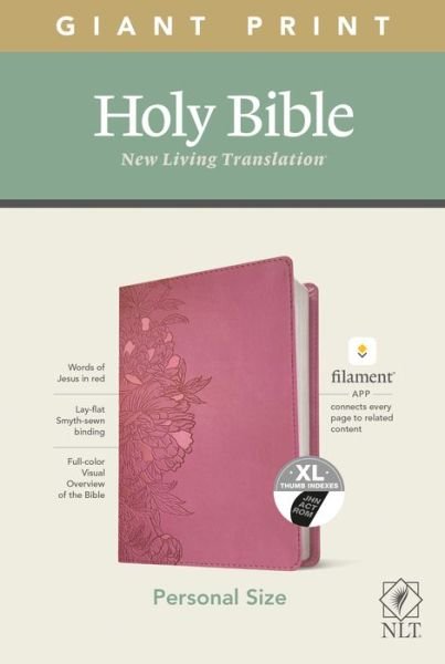 NLT Personal Size Giant Print Bible, Filament Enabled Edition (Red Letter, LeatherLike, Peony Pink, Indexed) - Tyndale - Böcker - Tyndale House Publishers - 9781496445261 - 12 januari 2021