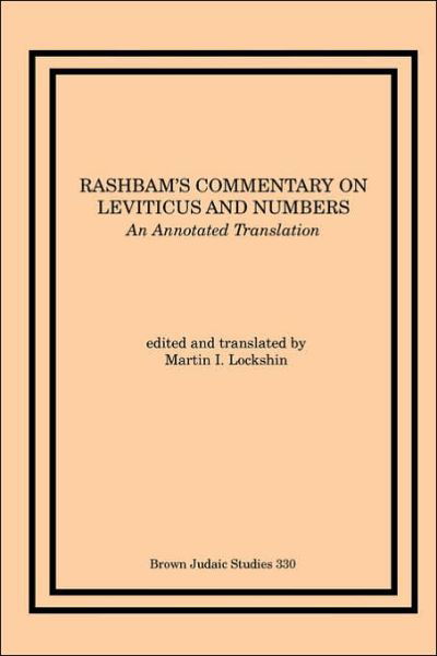 Cover for Martin I Lockshin · Rashbam's Commentary on Leviticus and Numbers (Taschenbuch) (2001)