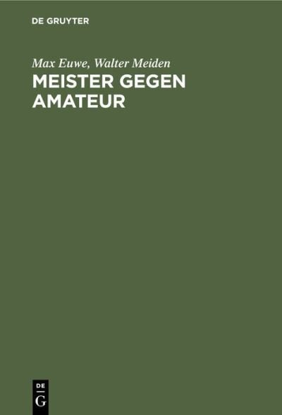 Cover for Max Euwe · Meister Gegen Amateur (Book) (1979)