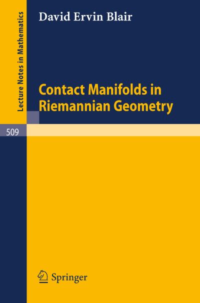 Cover for D.e. Blair · Contact Manifolds in Riemannian Geometry - Lecture Notes in Mathematics (Paperback Book) (1976)