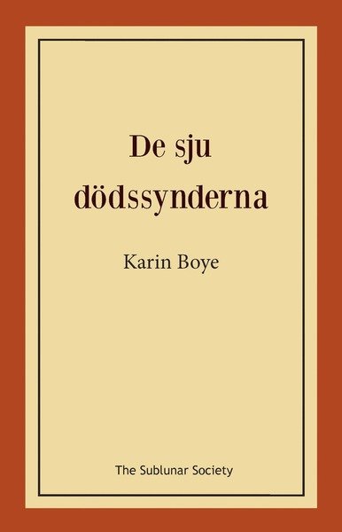 Cover for Karin Boye · De sju dödssynderna (Book) (2018)