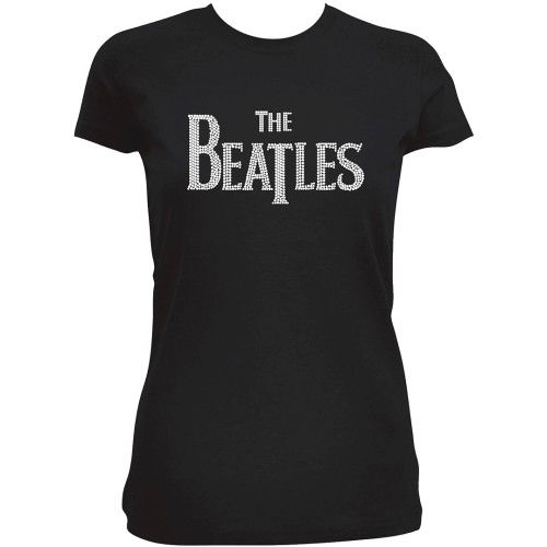 The Beatles Ladies T-Shirt: Drop T Crystals (Embellished) - The Beatles - Koopwaar -  - 5055295355262 - 