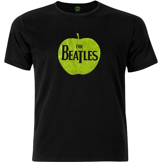 The Beatles Unisex T-Shirt: Apple Green Sparkle Gel (Embellished) - The Beatles - Produtos - Apple Corps - Apparel - 5056170600262 - 