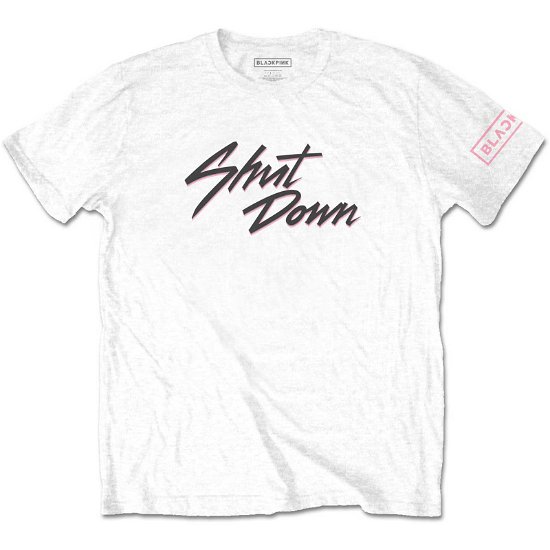 BlackPink Unisex T-Shirt: Shut Down (Sleeve Print) - BlackPink - Koopwaar -  - 5056561057262 - 
