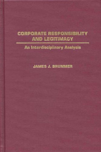 Cover for James J. Brummer · Corporate Responsibility and Legitimacy: An Interdisciplinary Analysis - Contributions in Philosophy (Hardcover Book) (1991)