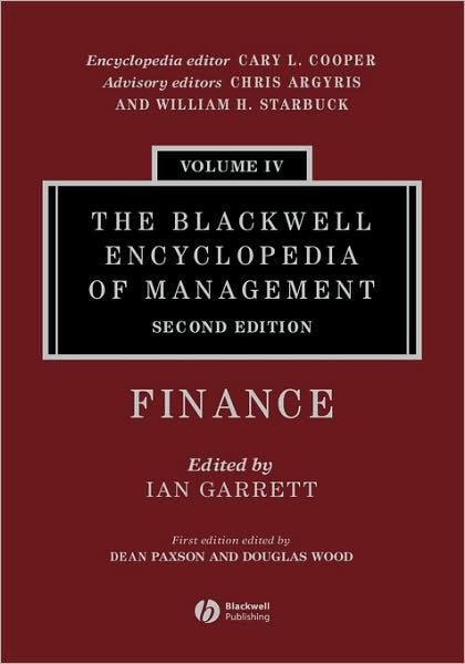 Cover for I Garrett · The Blackwell Encyclopedia of Management, Finance - Blackwell Encyclopaedia of Management (Hardcover Book) [Volume 4 edition] (2006)