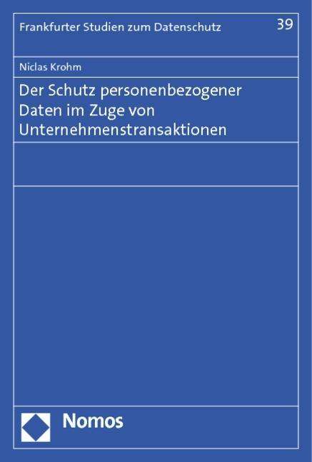 Cover for Krohm · Der Schutz personenbezogener Date (Book) (2012)