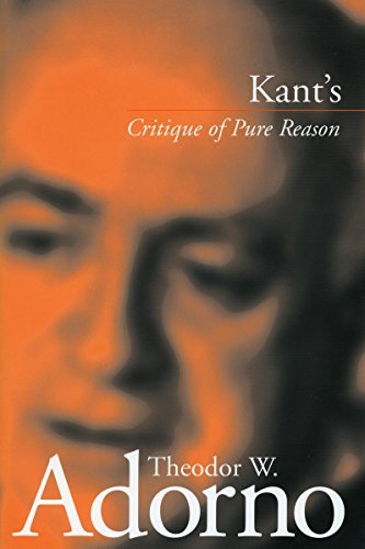 Cover for Theodor Adorno · Kant's 'critique of Pure Reason' (Paperback Book) (2002)