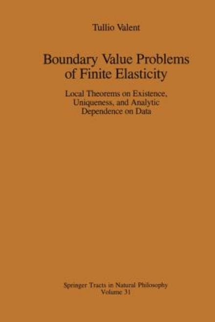 Cover for Tullio Valent · Boundary Value Problems of Finite Elasticity: Local Theorems on Existence, Uniqueness, and Analytic Dependence on Data - Springer Tracts in Natural Philosophy (Pocketbok) [Softcover reprint of the original 1st ed. 1988 edition] (2011)