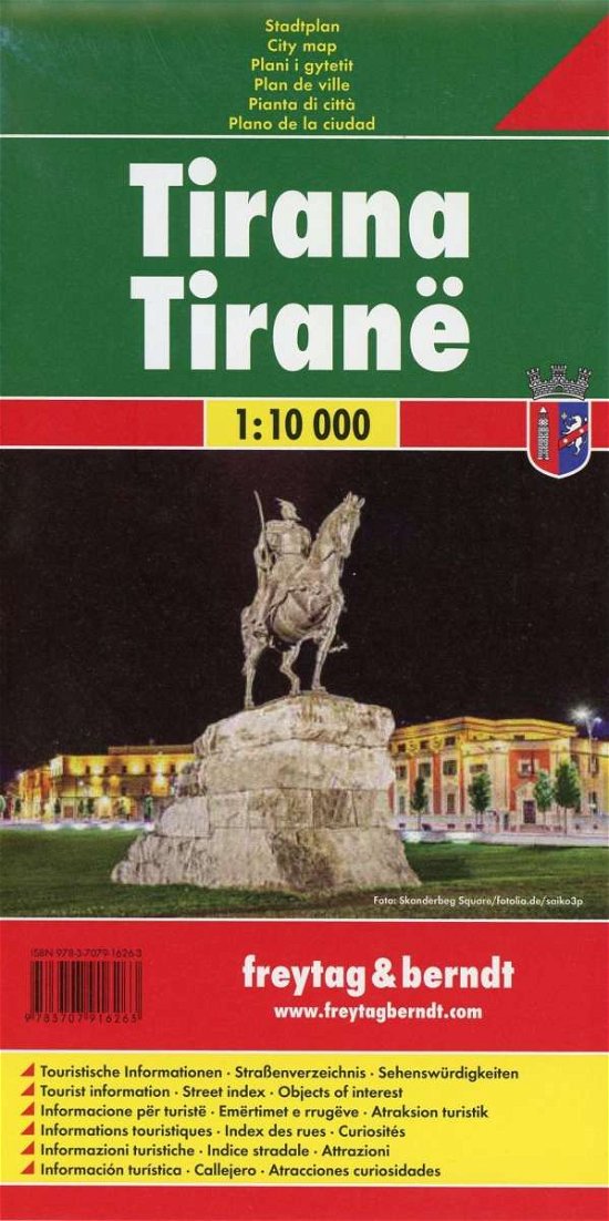 Tirana Map 1:10.000 - Freytag & Berndt - Bøger - Freytag-Berndt - 9783707916263 - 1. juli 2015