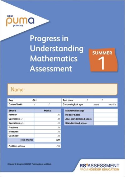 Cover for Colin McCarty · New PUMA Test 1, Summer PK10 (Progress in Understanding Mathematics Assessment) (Print) (2021)