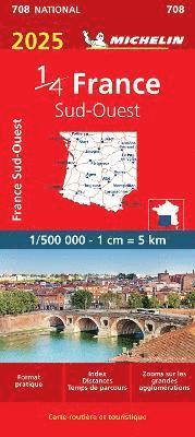 Cover for Michelin · Southwestern France 2025 - Michelin National Map 708: Map (Landkart) (2024)