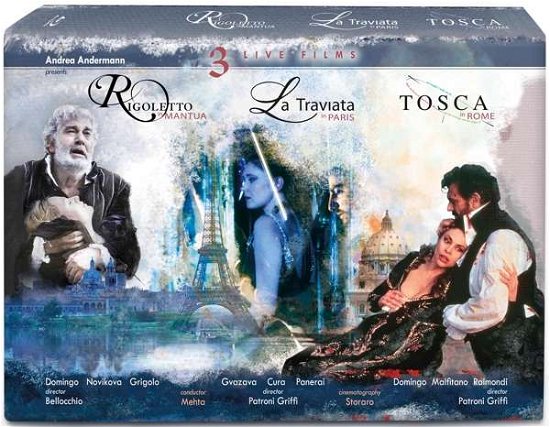 Cover for Puccini / Verdi / Domingo / Mehta · Verdi: La Traviata / Rigoletto / Tosca (Blu-ray) [English edition] (2016)