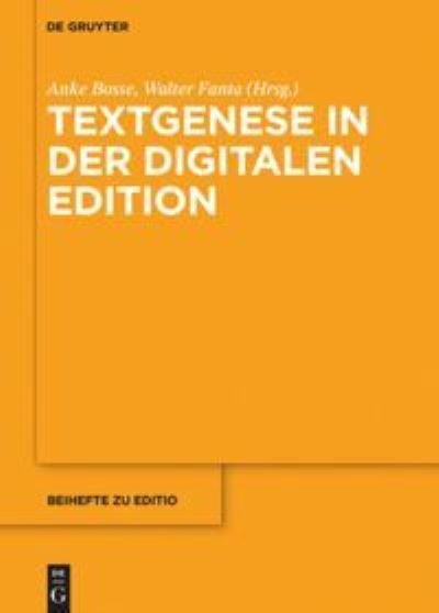 Cover for Anke Bosse · Textgenese in der Digitalen Edition (Bok) (2019)