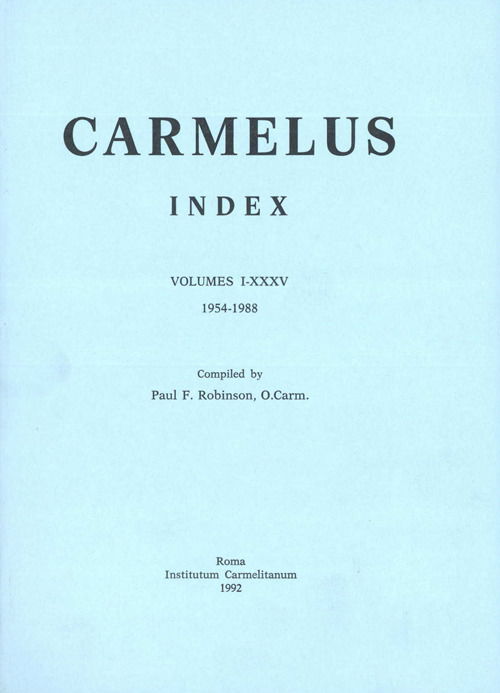 Cover for Paul Robinson · Carmelus: Index Vol.1-35 (1954-1988) (Paperback Book) (1992)