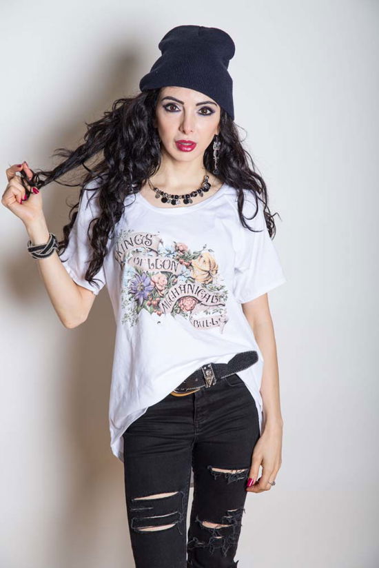 Kings of Leon Ladies T-Shirt: Flowers (Cut-outs) - Kings of Leon - Produtos - Global - Apparel - 5055295399266 - 