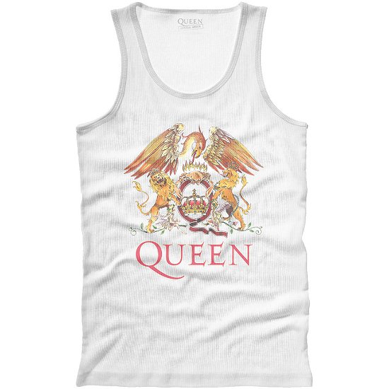 Cover for Queen · Queen Unisex Vest T-Shirt: Classic Crest (Kläder) [size XS] [White - Unisex edition]