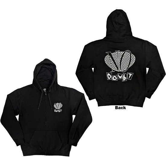 No Doubt Unisex Zipped Hoodie: Checker Logo (Back Print) - No Doubt - Merchandise -  - 5056737212266 - 