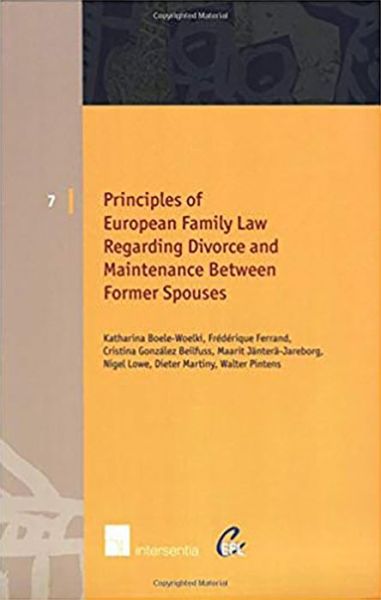 Cover for Katharina Boele-Woelki · Principles of European Family Law Regarding Divorce and Maintenance Between Former Spouses - European Family Law (Taschenbuch) (2004)