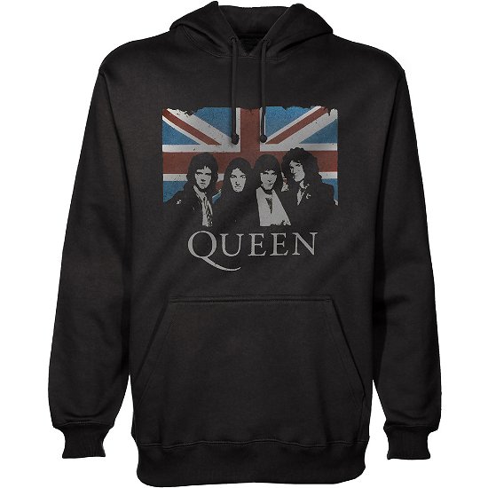 Cover for Queen · Queen Unisex Pullover Hoodie: Vintage Union Jack (Hoodie) [size L] [Black - Unisex edition] (2019)