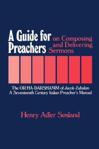Cover for Jacob Zahalon · A Guide for Preachers on Composing and Delivering Sermons: the or Ha-darshanim of Jacob Zahalon, a Seventeenth Century Italian Preacher's Manual (Moreshet Series; 11) (Hardcover Book) (1987)