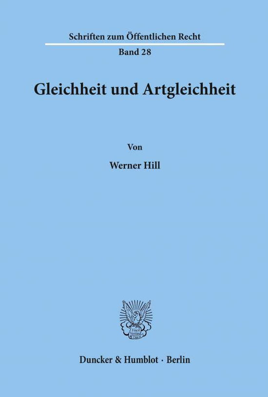 Cover for Hill · Gleichheit und Artgleichheit. (Book) (1966)