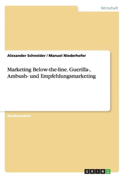 Cover for Schneider · Marketing Below-the-line (Book) [German edition] (2009)