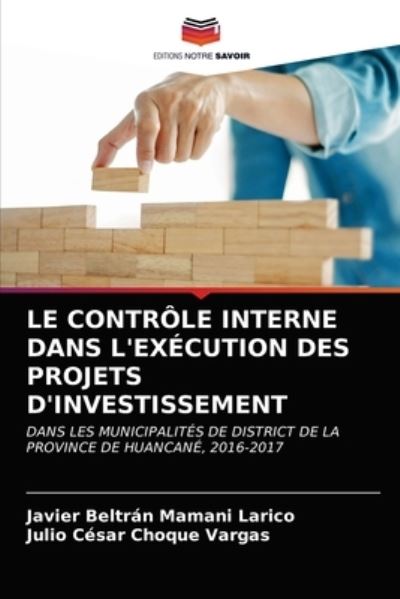 Cover for Javier Beltrán Mamani Larico · Le Controle Interne Dans l'Execution Des Projets d'Investissement (Paperback Book) (2021)