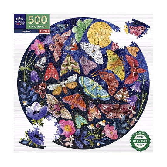 Round Puzzle 500 Pcs - Moths - (epzfmot - Eeboo - Koopwaar - Eeboo - 0689196513268 - 