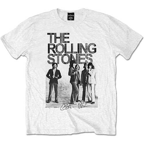 Cover for The Rolling Stones · The Rolling Stones Unisex Tee: Est. 1962 Group Photo (TØJ) [size M] [White - Unisex edition]