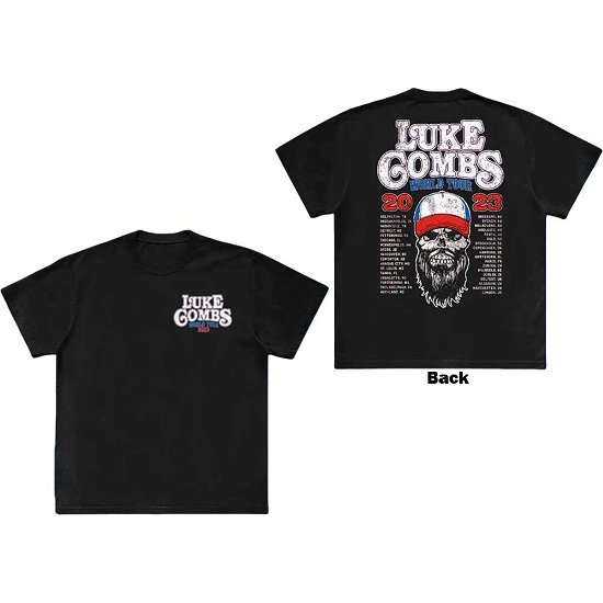Luke Combs Unisex T-Shirt: Tour '23 Skull (Back Print & Ex-Tour) - Luke Combs - Mercancía -  - 5056737234268 - 
