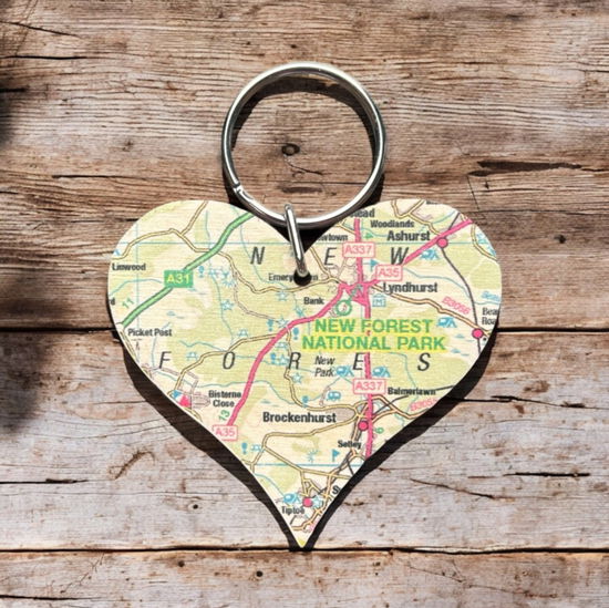 Cover for OS Map Wooden Heart Key-ring - New Forest National Park (MERCH) (2025)